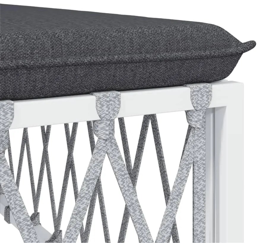 5 pcs conjunto lounge de jardim com almofadões aço branco