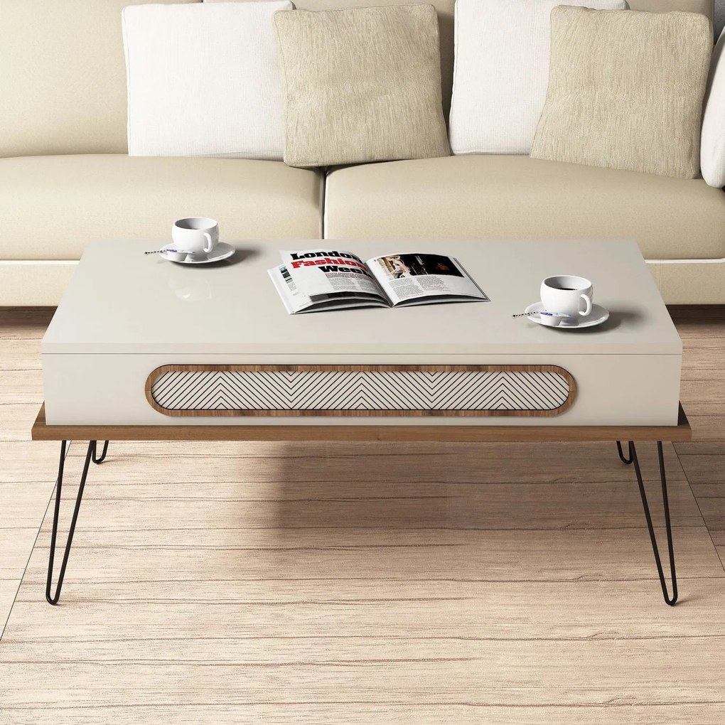 Mesa de Centro Ekol – Creme – 105x45,8x56 cm