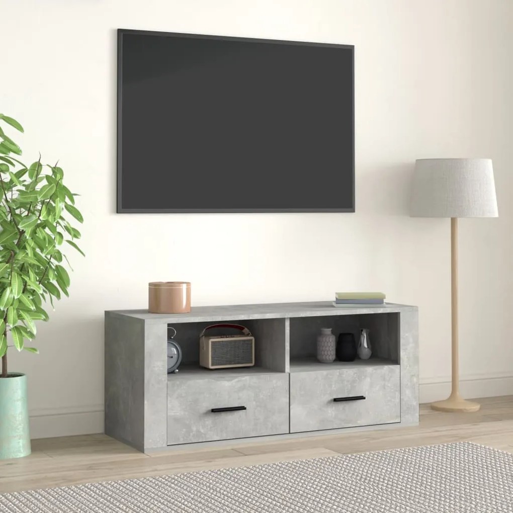 vidaXL Móvel p/ TV 100x35x40cm madeira processada cinzento cimento