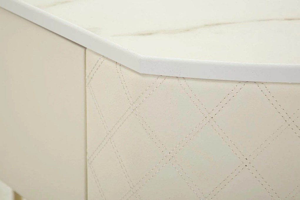 Consola de Entrada Sharon - Madeira e MDF Branco com Detalhes Dourados