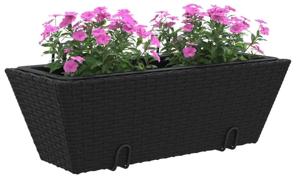 Canteiros com ganchos 2 pcs vime PE preto