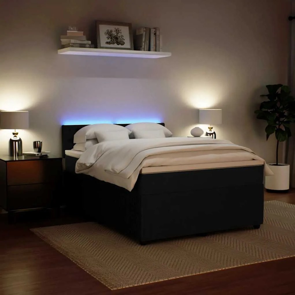 Cama com molas/colchão 140x190 cm veludo preto