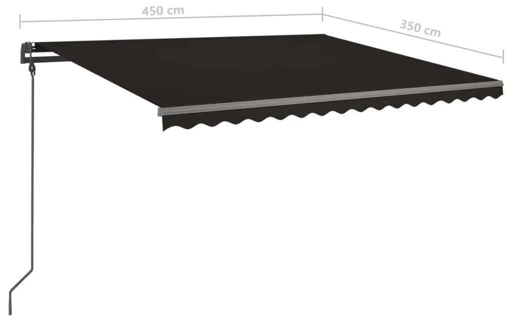 Toldo retrátil manual com postes 4,5x3,5 m antracite