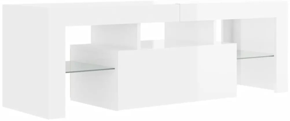 Móvel de TV com luzes LED 120x35x40 cm branco brilhante