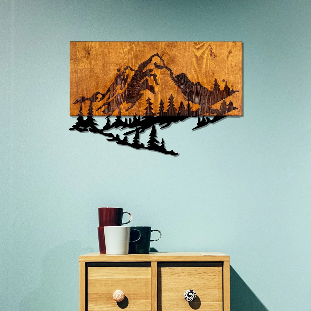 Acessório Decorativo de Parede Dag 2 – Nogueira e Preto – 38 x 58 cm