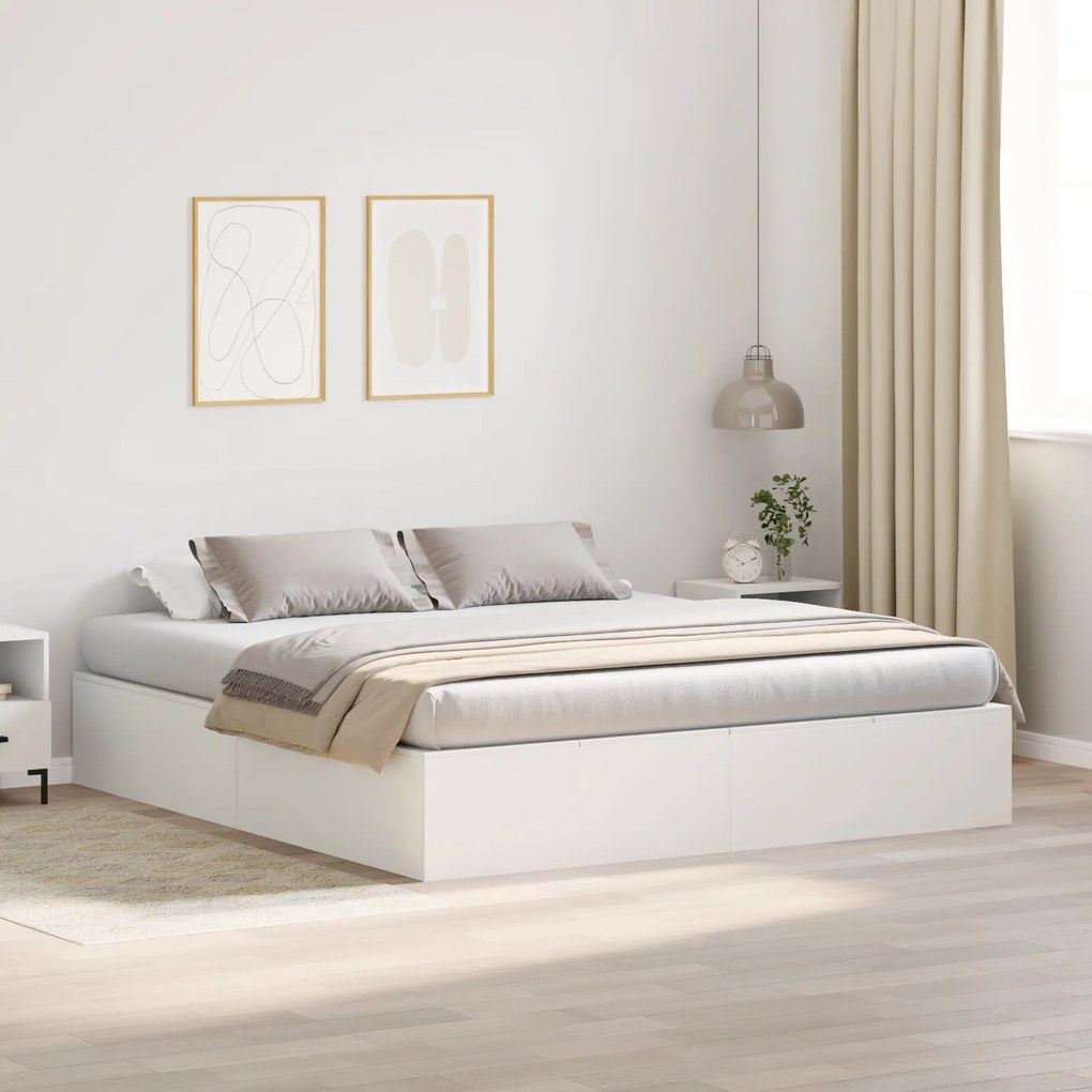 Cama de Armazenamento Branca 200x200 cm