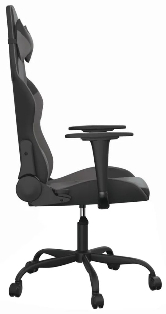 Cadeira gaming massagens couro artificial preto e cinzento