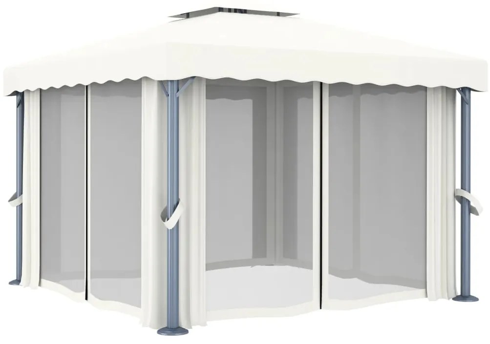 Gazebo com cortina 3x3 m alumínio branco nata