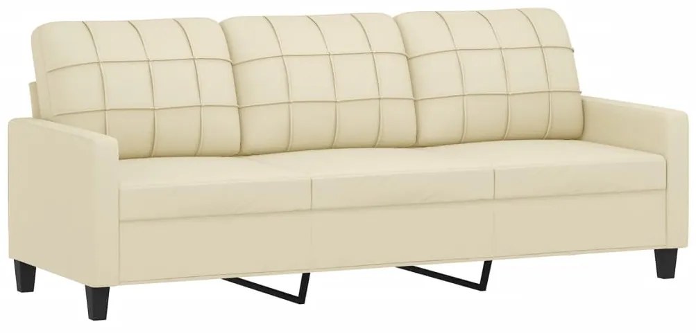 3 pcs conjunto de sofás com almofadas couro artificial creme