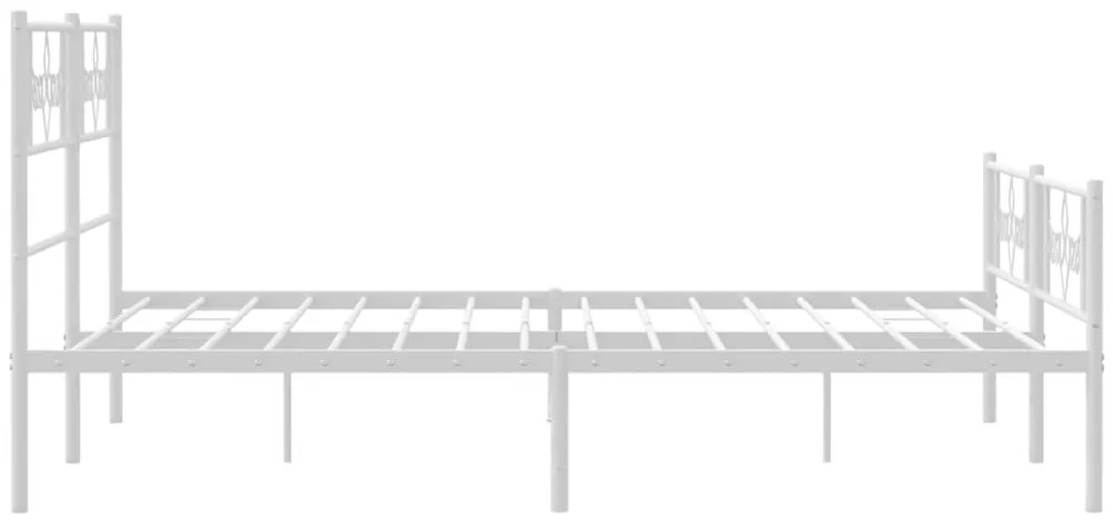 Estrutura de cama com cabeceira e pés 140x190 cm metal branco