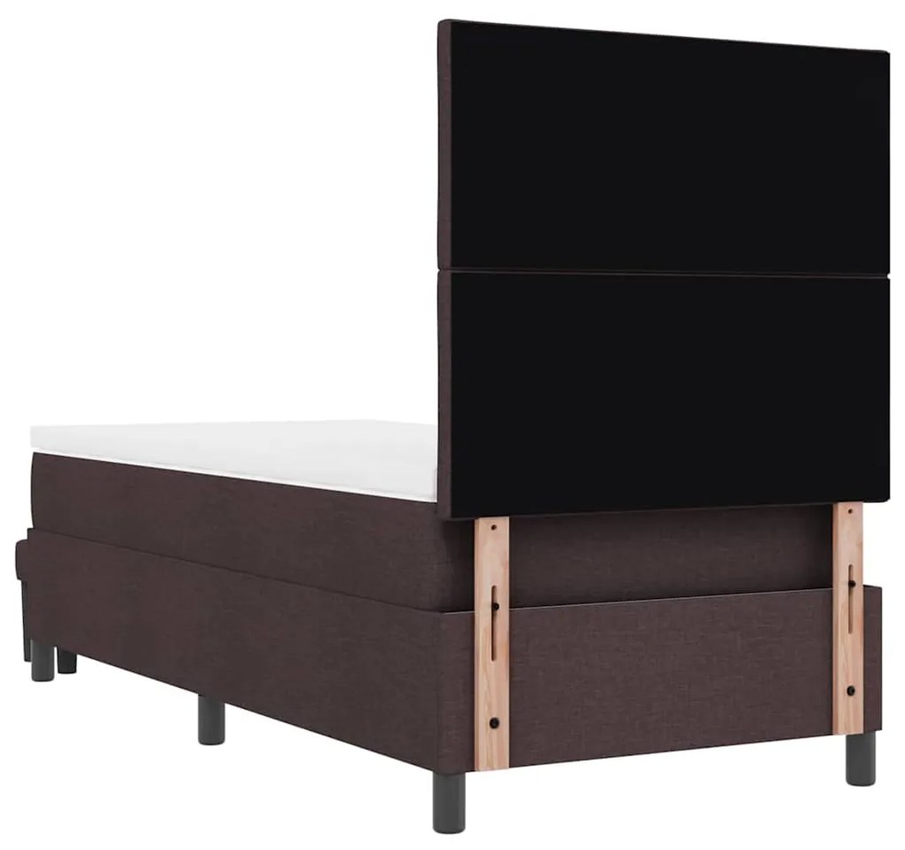 Cama Box Spring com Colchão &amp; Banco Castanho Escuro 100x200 cm Tecido