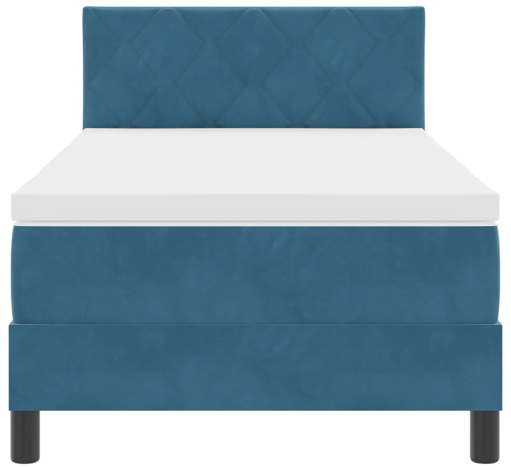 Cama Box com Colchão vidaXL Azul Escuro Solteiro Veludo