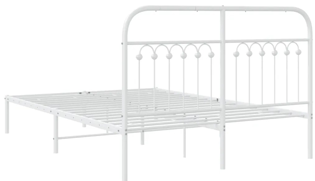 Estrutura de cama com cabeceira 140x190 cm metal branco