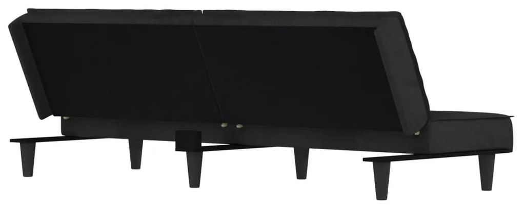 Sofá-cama veludo preto