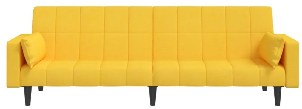 Sofá-cama 2 lugares com duas almofadas tecido amarelo