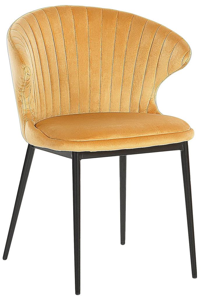 Conjunto de 2 cadeiras em veludo amarelo mostarda AUGUSTA Beliani