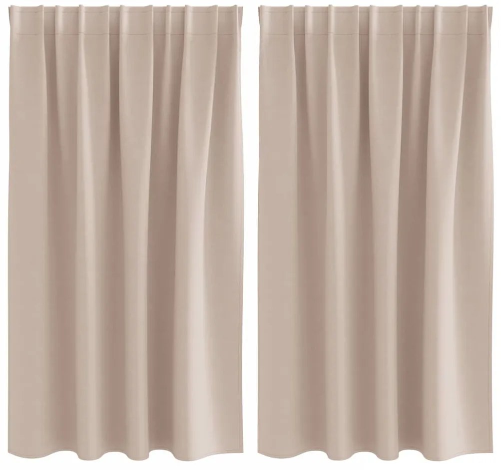 Cortinas 2 pcs Cinzento-acastanhado 140 x 140 cm Poliéster