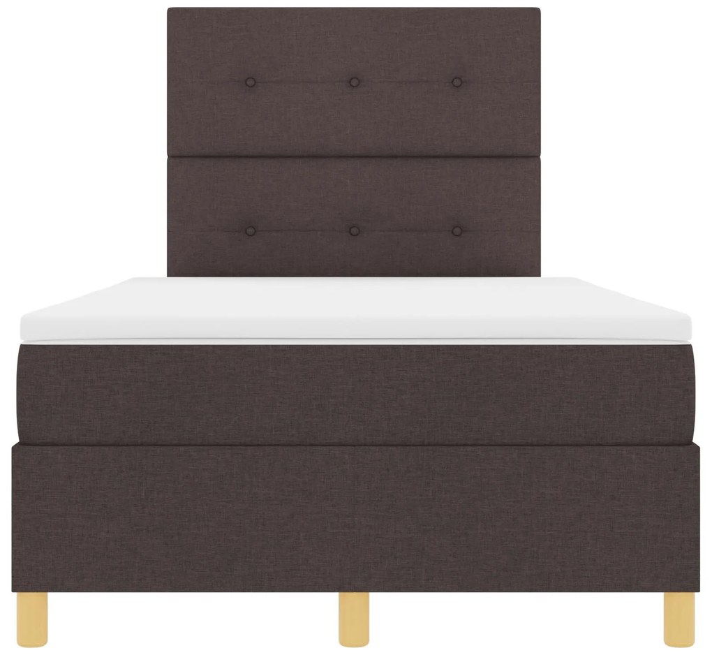 Cama Box Spring com Colchão Marrom Escuro 120x200 cm Tecido