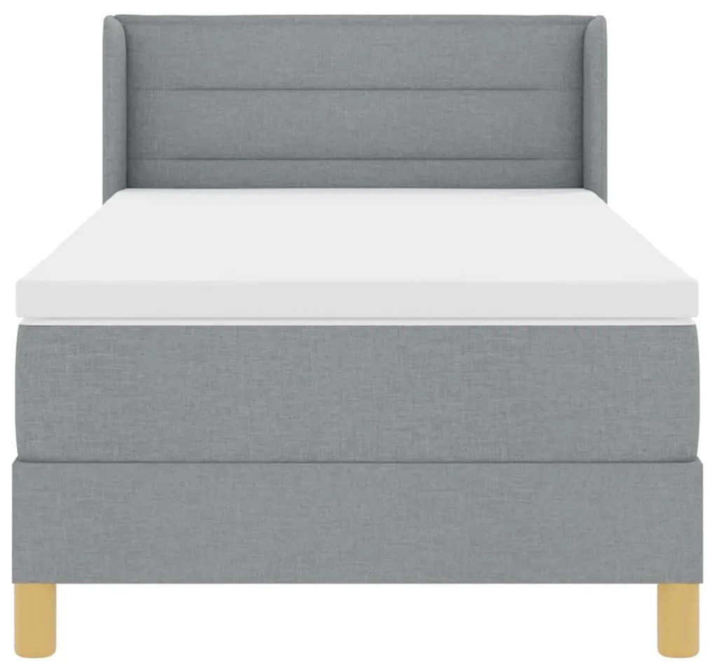 Cama Box com Colchão Cinza Claro 80x200 cm, Tecido.