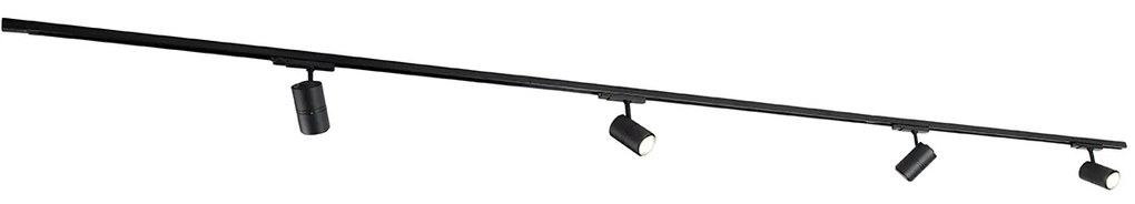 Sistema de calhas moderno trifásico preto com 4 focos 3000-4000K - Ruler