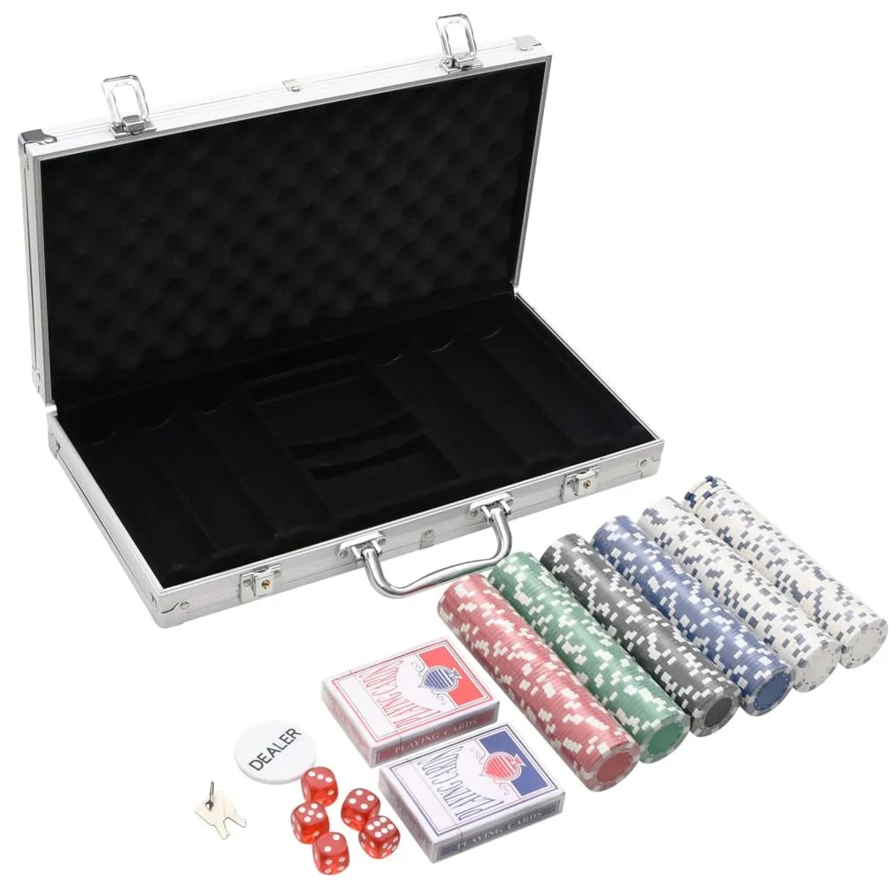 80416 vidaXL Conjunto de fichas de póquer 300 pcs 11,5 g