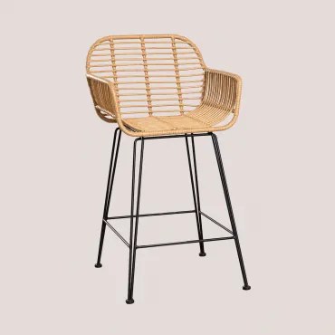 Pacote De 4 Bancos Altos De Jardim Em Rattan Sintético Eska Preto & ↑65 Cm - Sklum