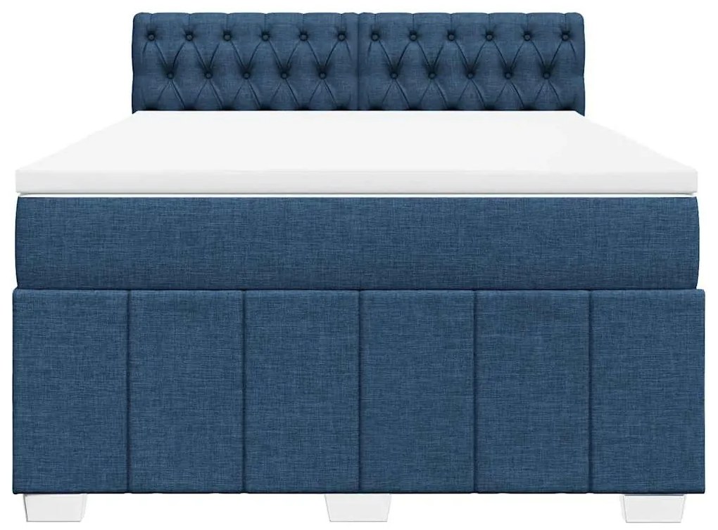 Cama com molas/colchão 140x190 cm tecido azul