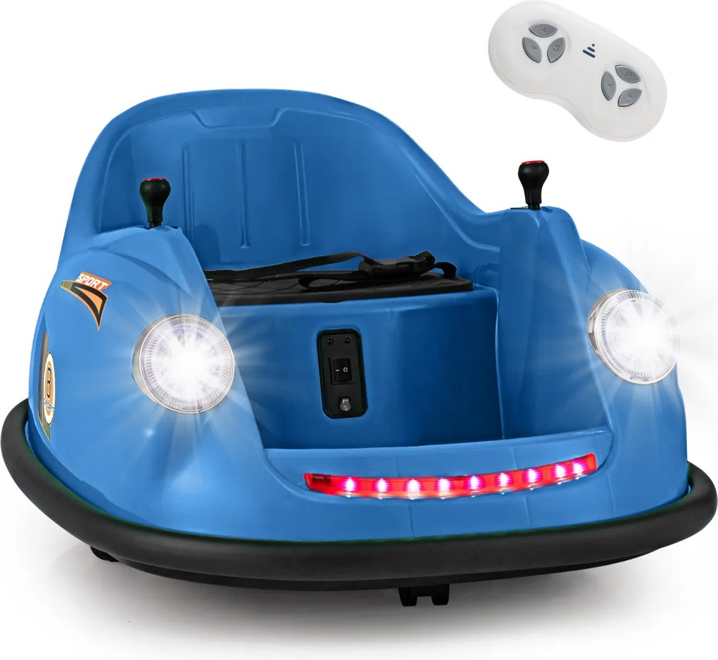 Carrinho de choques Elétrico de 12V para Crianças com Controlo Remoto Luzes LED Música 360° Giro Brinquedo para Bebés para Crianças 2-5 Anos de Idade