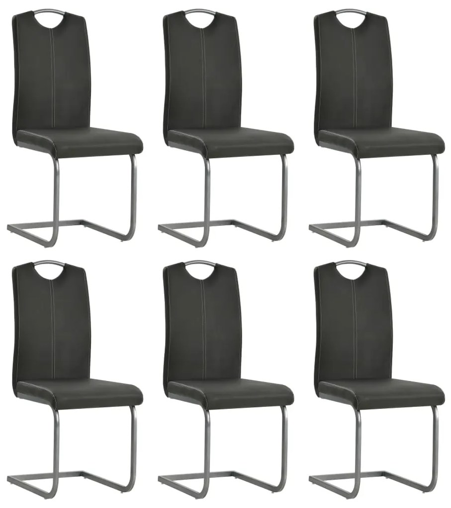 vidaXL Cadeiras de jantar cantilever 6 pcs couro artificial cinzento