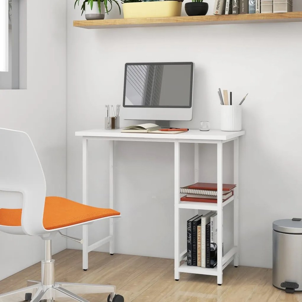 vidaXL Secretária de computador 80x40x72 cm MDF e metal branco