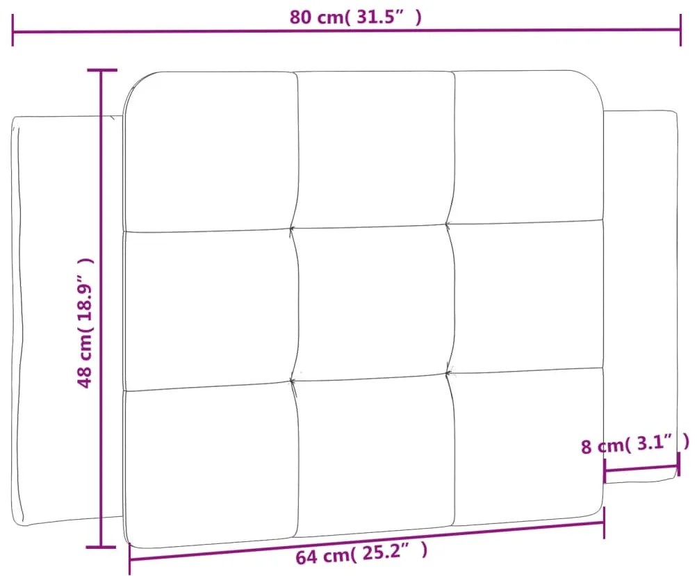 Almofadão de cabeceira 80 cm couro artificial castanho