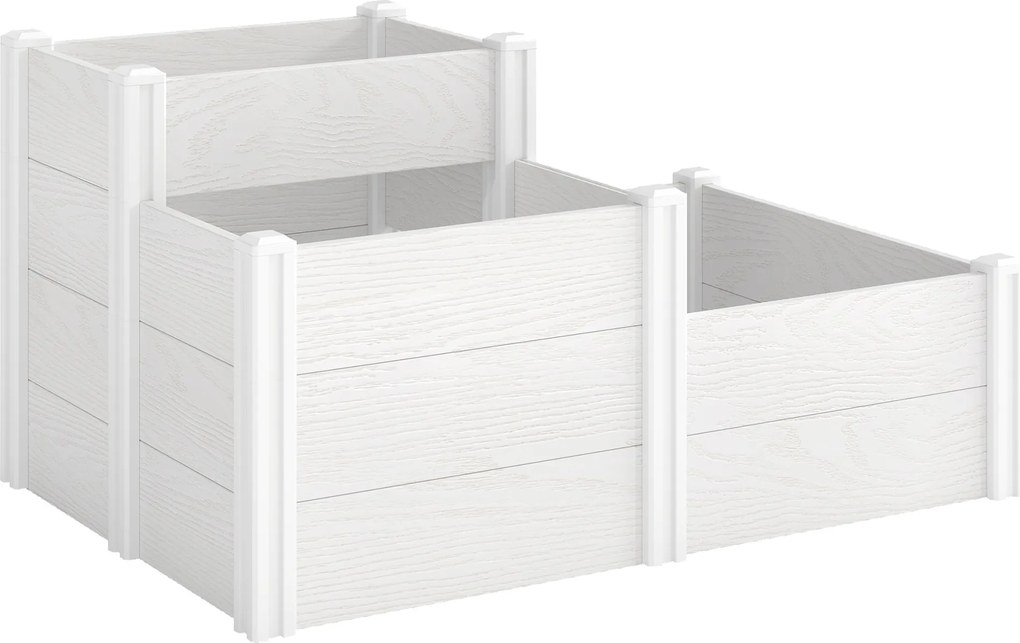 Outsunny Canteiro elevado 3 níveis empilhável com base aberta, canteiro modular para ervas montagem DIY em plástico | Aosom Portugal
