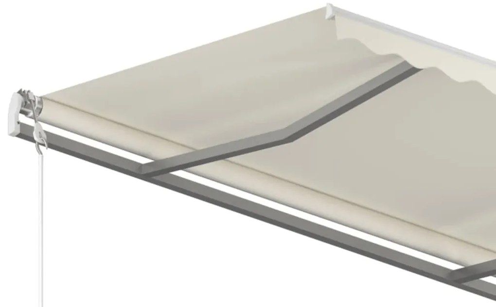 Toldo retrátil manual com postes 4x3 m cor creme