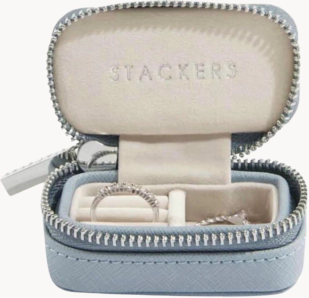 Caixa de joias de viagem pequena, azul escuro