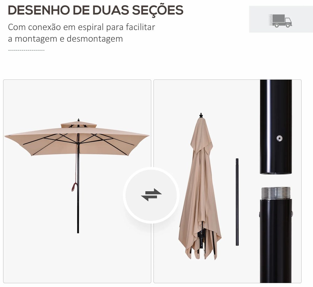 Chapéu de Sol de Aço com Teto Duplo Chapéu de Sol com Sistema de Polia