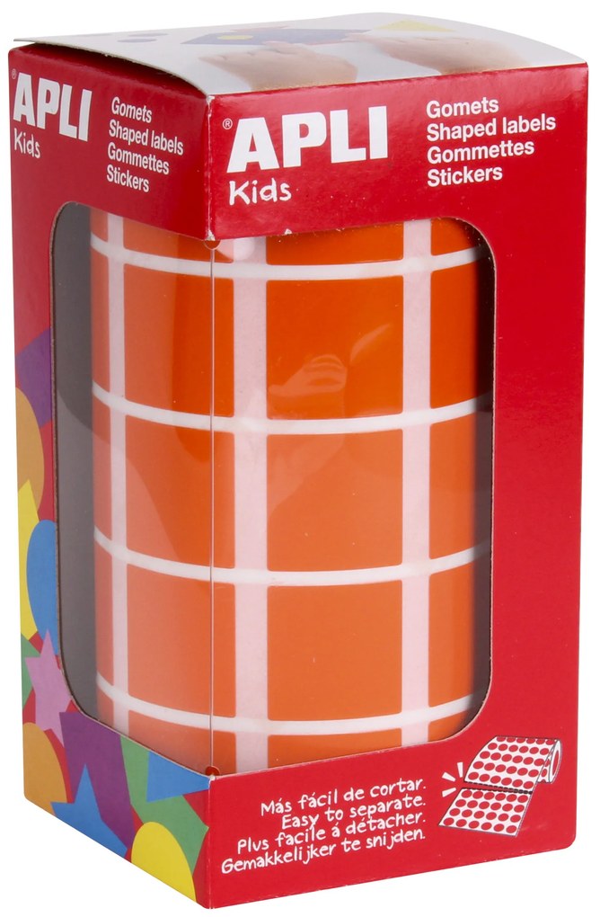 Rolo Autocolantes Quadrangular Laranja 20MM