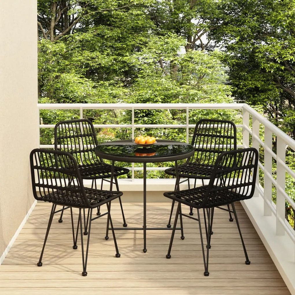 vidaXL 5 pcs conjunto de jantar p/ jardim vime PE preto