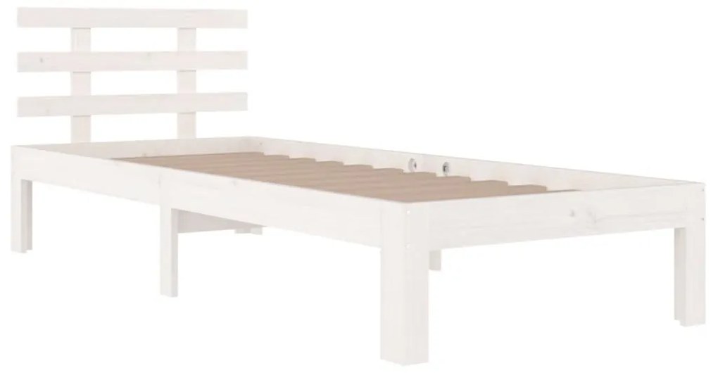 Estrutura de cama solteiro 90x190 cm madeira maciça branco