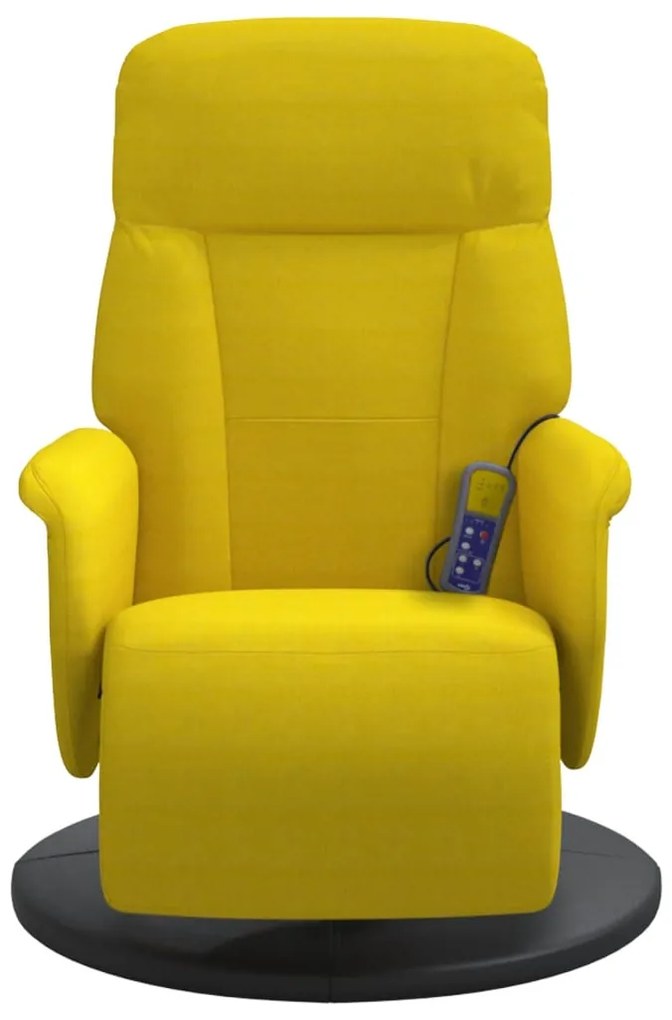 Cadeirão de massagens reclinável c/ apoio de pés veludo amarelo