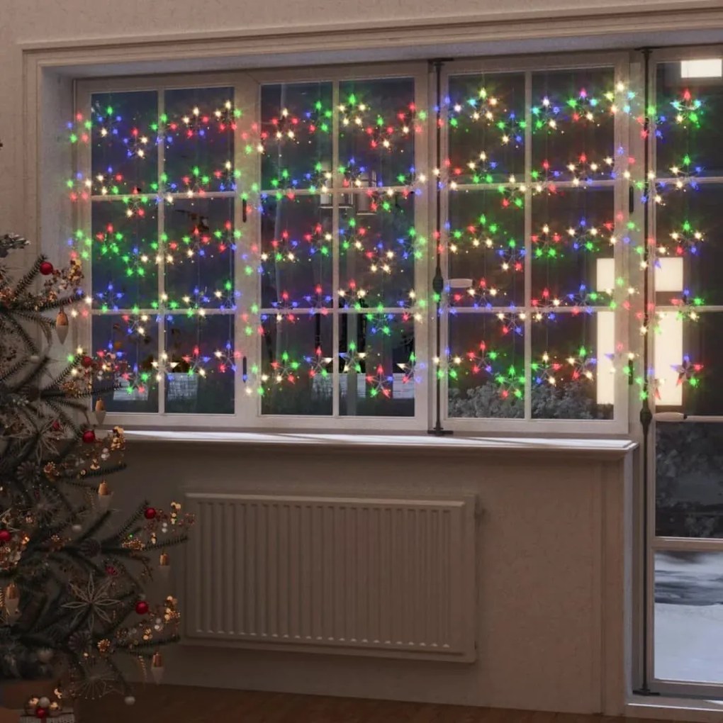 328809 vidaXL Cortina de iluminação c/ estrelas 500 LEDs 8 funções colorido
