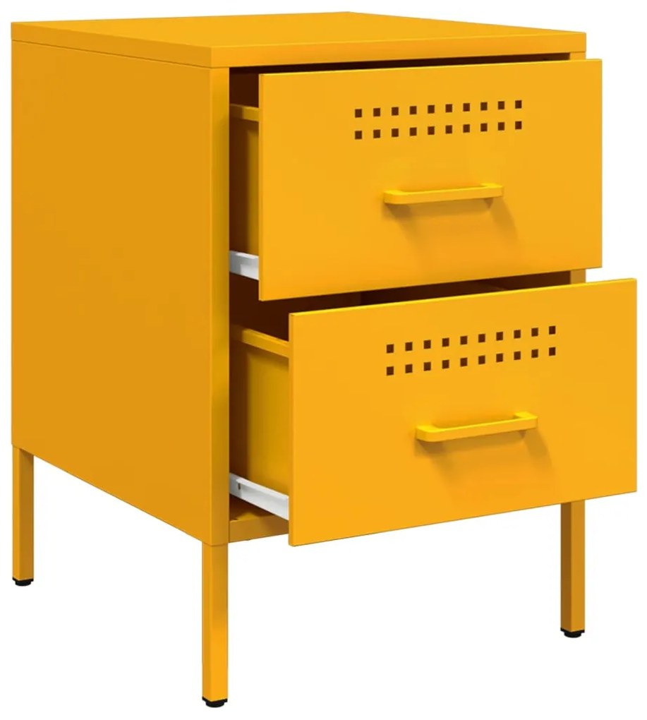 Mesas de cabeceira 2 pcs 36x39x50,5 cm aço amarelo mostarda