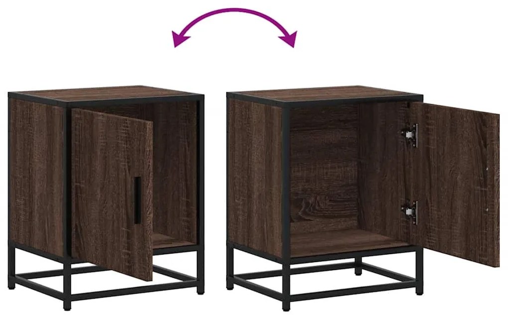 Mesa de cabeceira carvalho castanho 40x31x50 cm madeira e metal