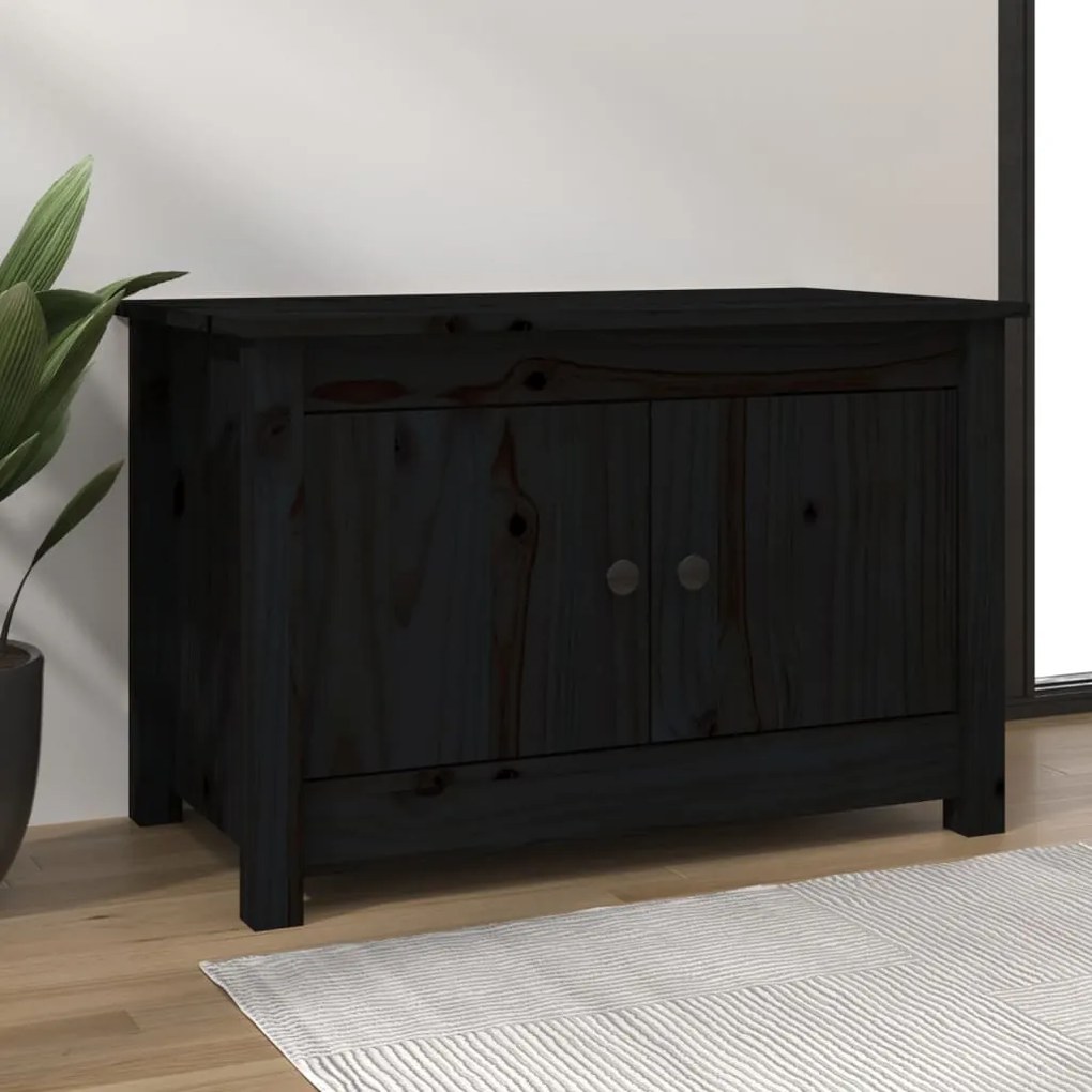 813783 vidaXL Sapateira 70x38x45,5 cm pinho maciço preto