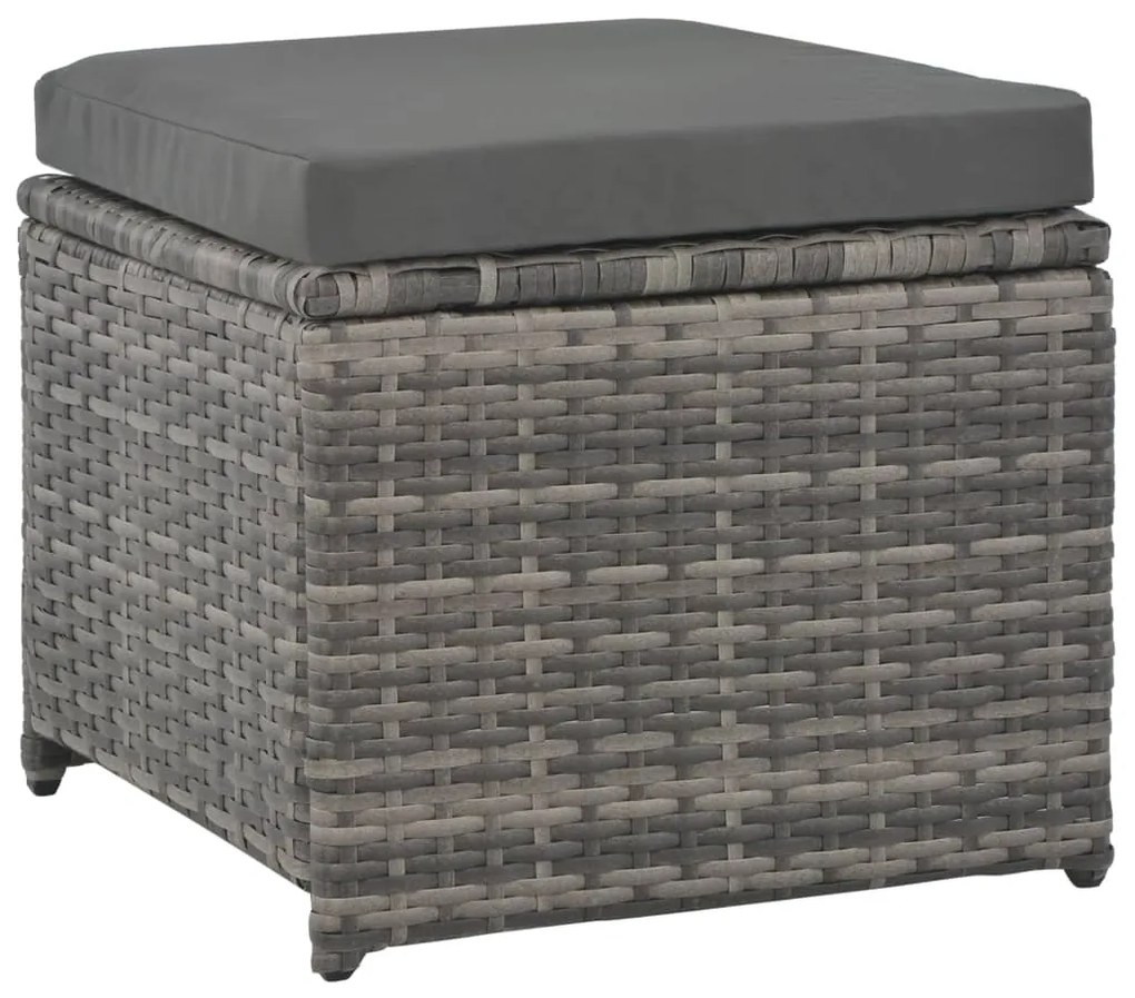 Conjunto jantar p/ exterior com almofadões 7 pcs vime cinzento