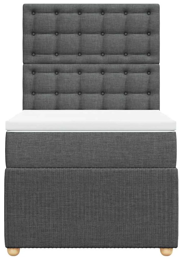Cama com molas/colchão 90x190 cm tecido cinza-escuro