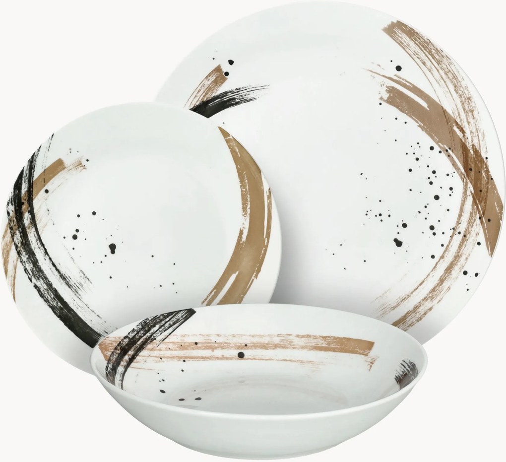 Conjunto de loiça em porcelana Moon, 6 pessoas, conjunto de 18