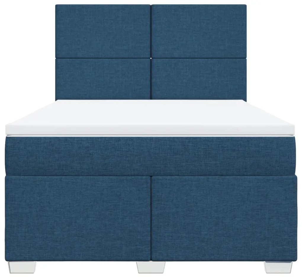 Cama com molas/colchão 140x200 cm tecido azul