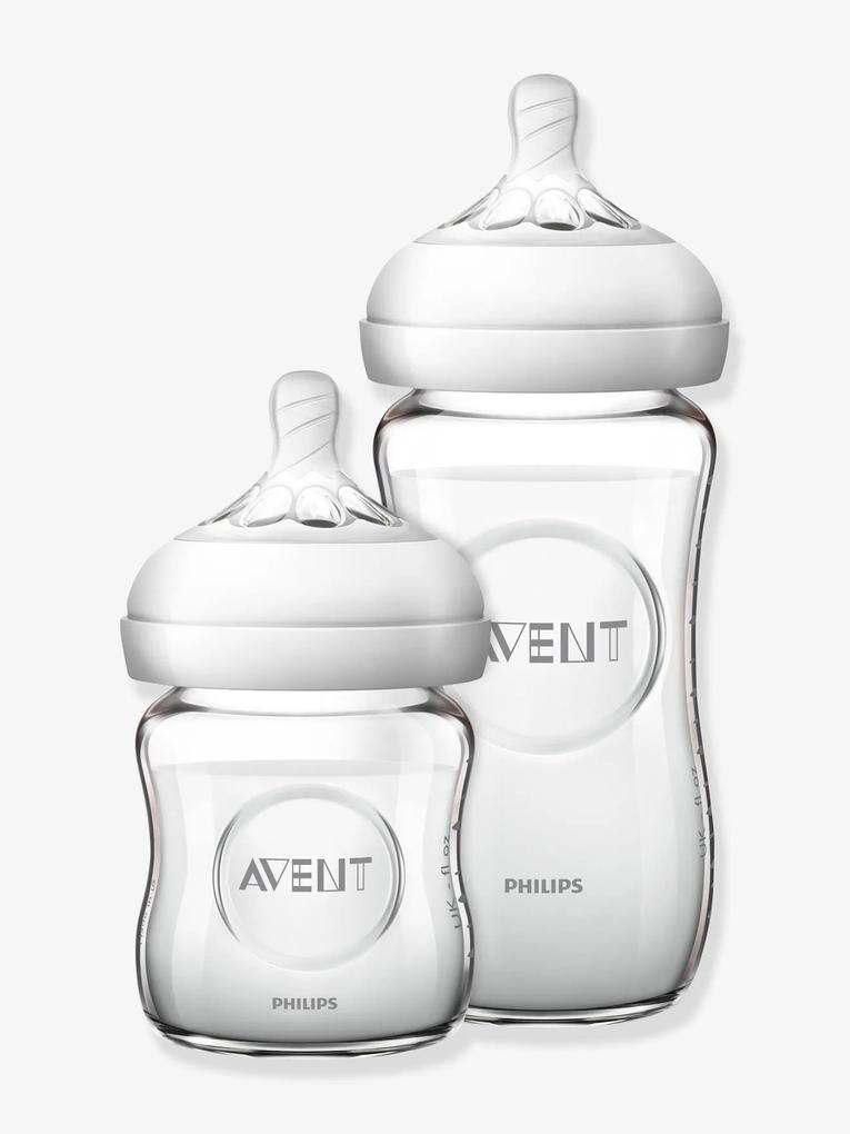 Conjunto para recém-nascido: 2 biberões em vidro (125 + 240 ml), da Philips AVENT Natural sem cor