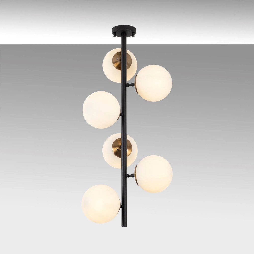 Candeeiro de Teto Fazli – Preto, Antigo e Creme – 40 x 40 x 83 cm