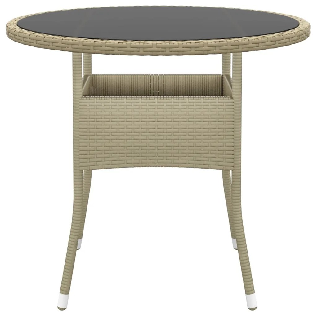 3 pcs conjunto de jantar para jardim vime PE bege